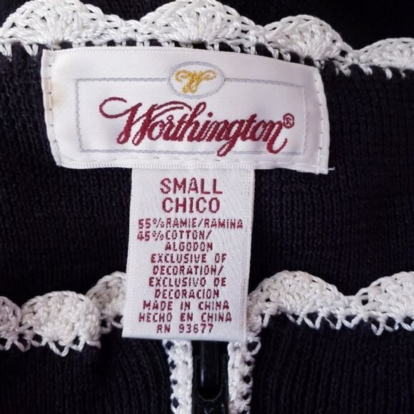 Vintage Black White Contrast Embroidered Short Sleeve Top Size S - Picture 6 of 8